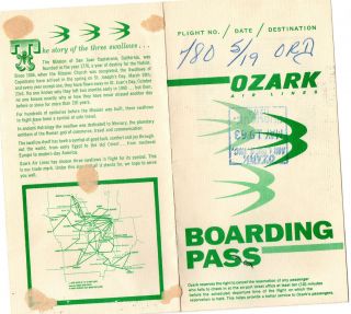 Ozark Airlines May 1963 Boarding Pass as Removed from A Scrap Book 