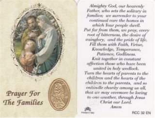Prayer For The Families Laminated Wallet Size Prayer Card