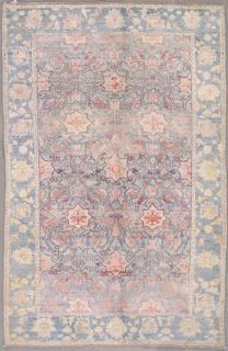 5x8 Blue Fine Antique Cotton Agra Oriental Hand Knotted Wool Area Rug 