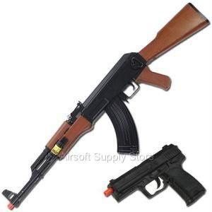 ak47 airsoft rifle w light side arm pistol the most popular rifle