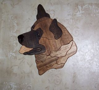 Akita dog intarsia wood carving wall hanging art