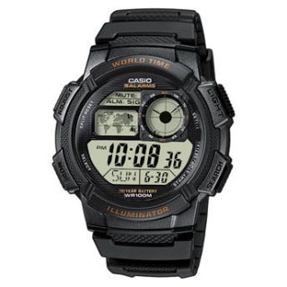   1A Mens World Time Digital Sports Watch Alarm Chronograph Resin