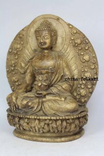 Chinese Old Alabaster Wonderful Handwork Carving Buddha Statue 