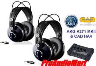 AKG K271MKII 2pr headphones + CAD Audio HA4 amplifer pkg NEW