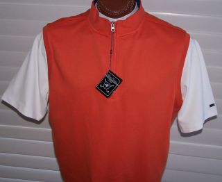 Alan Flusser Performance Golf 1 4 Zip Sleeveless Vest Sz L Orange 