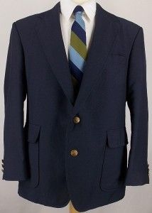 42 s Reed St James Dark Solid Navy Blue Gold Sport Coat Jacket Suit 