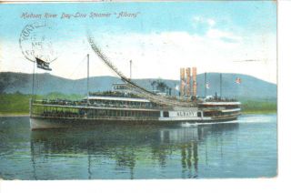 bidding on a vintage postcard of Hudson River Day Line Steamer Albany 