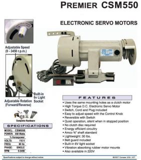CONSEW Industrial Sewing Machine Servo Motor CSM550 NEW 3 4 HP NEW