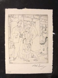 Albert Sway C 1930s WPA Era Subway Etching Print