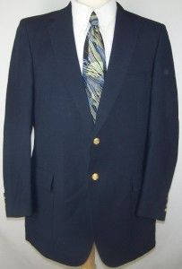 44L Foreman Clark Solid Navy Gold 2 Button Sport Coat Suit Blazer 