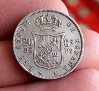 593 INDALO Spain Philippines Alfonso XII Very nice Silver 20 Ctvos de 