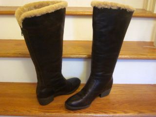 Ladies Born Aleksi Dark Brown Leather Boots Sherling Lined Sz 10 $245 