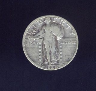 Nice Better Grade 1929 S 90% Silver Standing Liberty Quarter, $1.95 