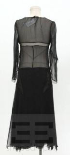 Alessandro DellAcqua Black Crepe Silk Lace Sheer Dress Size 42