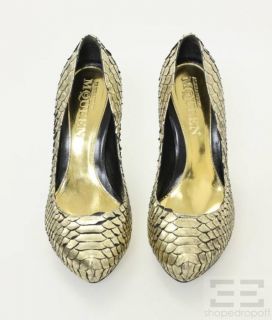 Alexander McQueen Gold Python Metal Platform Heels Size 38 $1120