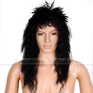    80s Black Alice Cooper Wig Rock Kiss 80s Fancy Dress Costume Wigs UK