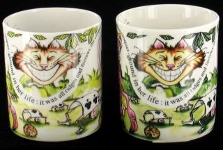 Paul Cardew Alice in Wonderland Ceramic Mugs Pair New