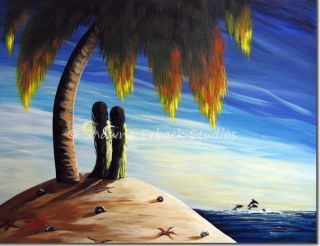 Original Seascape Ocean Waters Fairies erback Art Painting Beach 