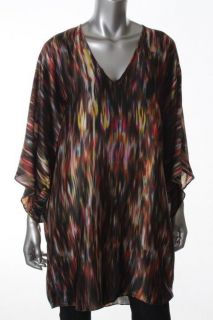 Alexis New Lina Multi Color Printed Silk V Neck Dolman Sleeve Tunic 