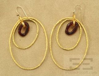 Alexis Bittar Textured Gold Lucite Double Loop Earrings