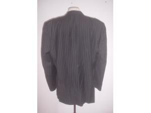 Alesso Black Blue Pinstripe Wool Mens Suit 52R US 44R
