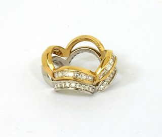 Designer Alfieri St John 2 Tone 18K Gold Diamonds Ladies Band Ring Set 