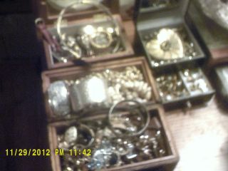 Junk Drawer Lot HUGE Three jewelry boxes filled rings watches bangles 