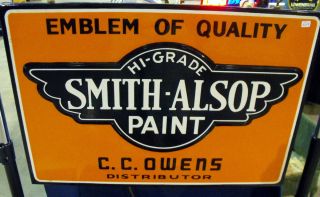 Smith Alsop porcelain paint sign both sides 4 colors (orange,white 