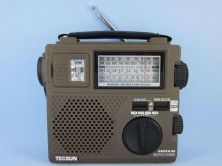 TECSUN Green 88 FM Am SW Hand Crank Rechargeable Radio