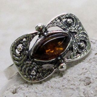 Amazing Baltic Amber 925 Sterling Silver Ring Size 9 75