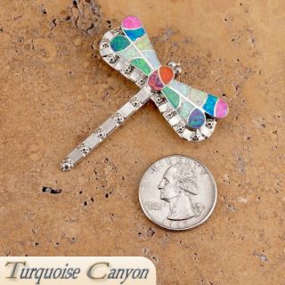 Zuni Native American Lab Opal Dragonfly Pin & Pennant by Haloo SKU 