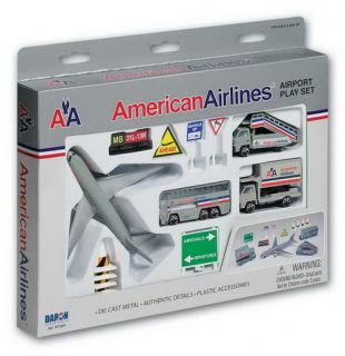 AMERICAN airlines die cast METAL airport PLAYSET toy PRESCHOOL