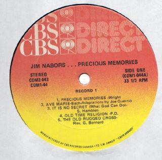 Jim Nabors Precious Memories 2LP VG NM Canada CBS