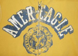 American Eagle Outfitters Mens Yellow Graphic Hoodie Sweatshirt Jacket 