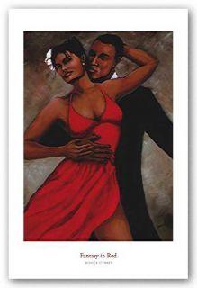 African American Art Fantasy in Red by Monica Stewart