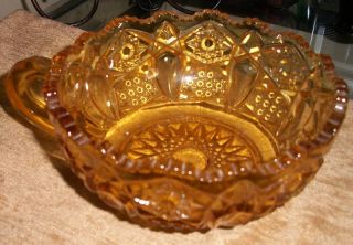 Vintage Amber Depression Glass Candle Holder Nappy Top