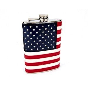   Steel Alcohol Hip Flask Stitched Patriotic American Flag