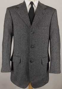 38 R Hardy Amies Savile Row Lambswool Black Sport Coat Jacket Suit 