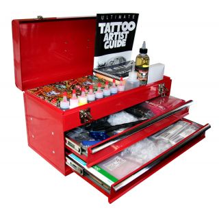 Professional American Made Tattoo Apprentice Kit 2 Machines Tool Box 