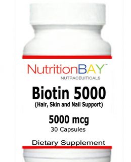 Bottles Biotin Beauty Nutrient Hair Nail Skin Support 5000 mcg 30 