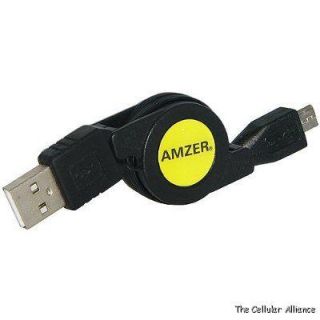 Amzer Micro USB Retractable Data Cable   Black