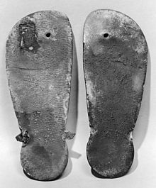pair of leather thong sandals from the new kingdom of egypt ca 1550 