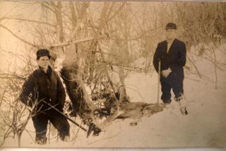 1905 rppc MEN WITH RIFLES & DEAD DEER in Granville North Dakota ND 