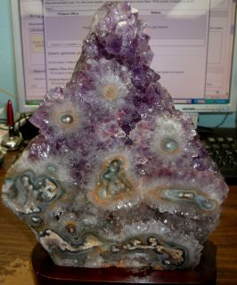 URUGUAY AMETHYST CRYSTAL CATHEDRAL GEODE CLUSTER W/ POLISHED 