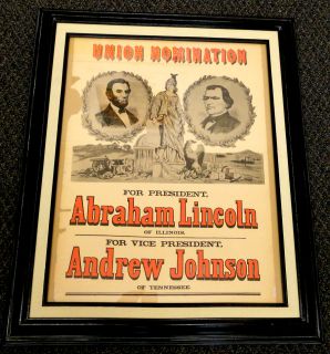 Abraham Lincoln Union Nomination Custom Framed Poster Repro 1890s 