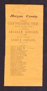 Civil War Original Ohio Abraham Lincoln Andrew Jackson 1864 