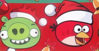   CHRISTMAS ANGRY BIRDS * gift wrap party 16 sheets wrapping paper SPACE