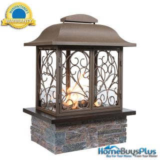 Angelica Portable Gel Fuel Fireplace Indoor Outdoor Patio Brown w 