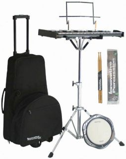New Pro Drum Bell Kit Percussion Practice Set Plus Snare Sticks 