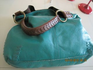 LUCKY BRAND WHIPSTITCH SLOUCHY HOBO, IN A DEEP TURQOUISE BLUE MINT